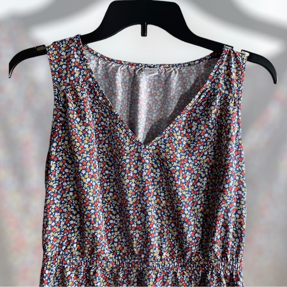 Old Navy size medium blue and red flowered sleeveless dress. - Picture 2 of 3